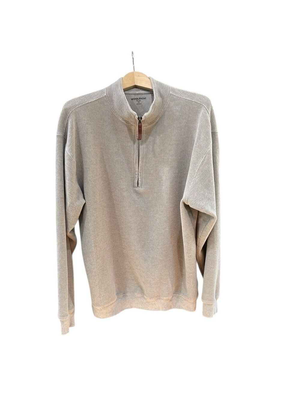Woolrich‎ Men’s Waffle Weave 1/2 Zip Sweatshirt SZ L Tan